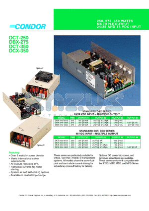 DCT-250 datasheet - 250, 275, 350 WATTS MULTIPLE OUTPUT 24/28 AND 48 VDC INPUT
