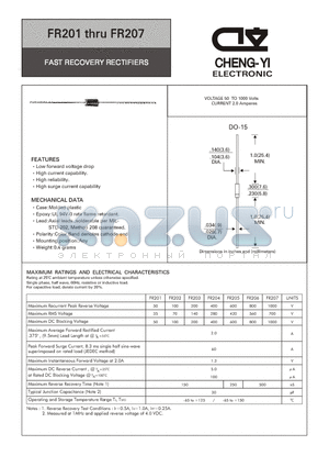 FR202 datasheet - FAST RECOVERY RECTIFIERS