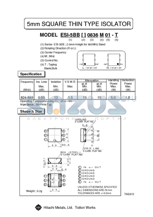 ESI-5BBL0.836M01-T datasheet - 5mm SQUARE THIN TYPE ISOLATOR