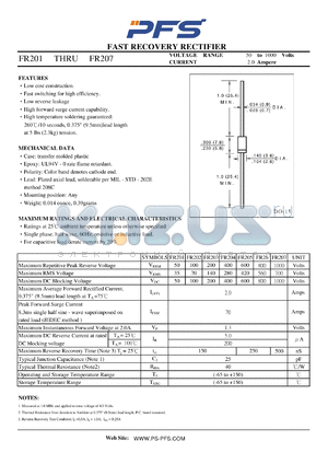 FR202 datasheet - FAST RECOVERY RECTIFIER