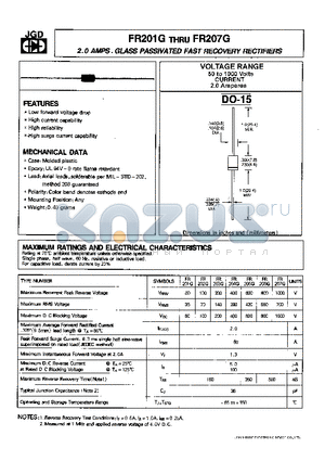 FR202G datasheet - 2.0 AMPS. GLASS PASSIVATED FAST RECOVERY RECTIFIERS