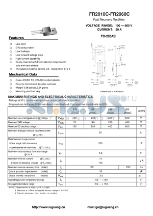 FR2020C datasheet - Fast Recovery Rectifiers