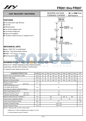 FR203 datasheet - FAST RECOVERY RECTIFIERS