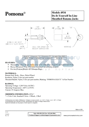 4934-2 datasheet - Do-It-Yourself In-Line Sheathed Banana Jacks