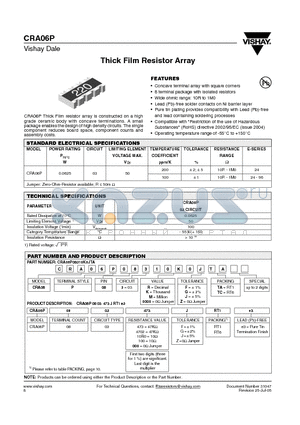 CRA06P0803000GRT6 datasheet - Thick Film Resistor Array