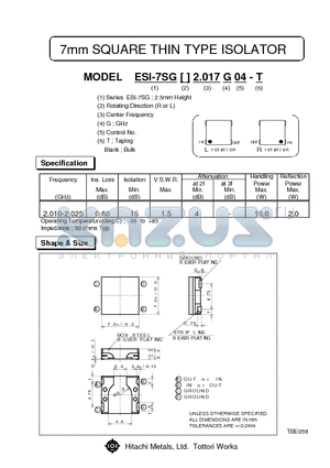 ESI-7SGR2.017G04-T datasheet - 7mm SQUARE THIN TYPE ISOLATOR