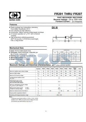 FR204 datasheet - FAST RECOVERY RECTIFIER