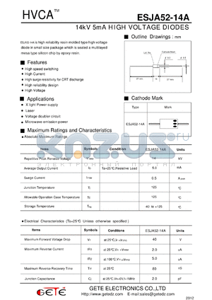 ESJA52-14A datasheet - 14kV 5mA HIGH VOLTAGE DIODES