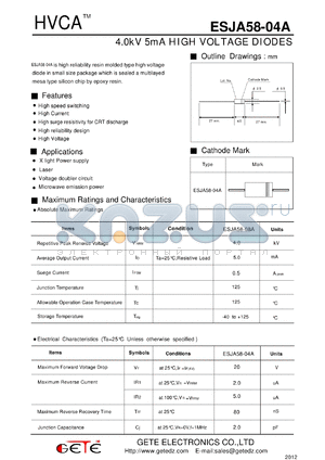 ESJA58-04A datasheet - 4.0kV 5mA HIGH VOLTAGE DIODES