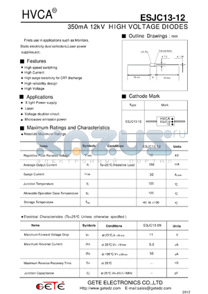 ESJC13-12 datasheet - 350mA 12kV HIGH VOLTAGE DIODES