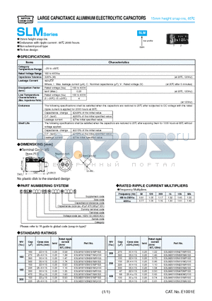 ESLM161VSN181MP15S datasheet - LARGE CAPACITANCE ALUMINUM ELECTROLYTIC CAPACITORS