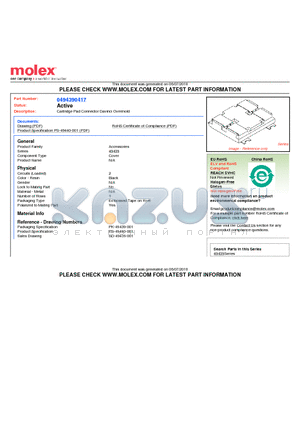 494390417 datasheet - Cartridge Pad Connector Davinci Overmold