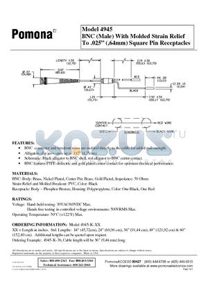 4945-K-36 datasheet - BNC (Male) With Molded Strain Relief