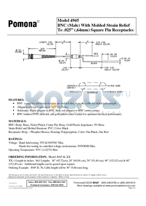 4945-K-60 datasheet - BNC (Male) With Molded Strain Relief