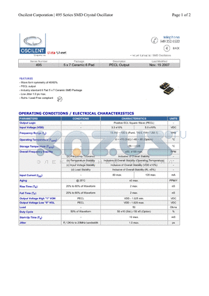 495-28.0M-3DN-T datasheet - 5 x 7 Ceramic 6 Pad PECL Output