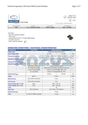 495-28.0M-5DN-T datasheet - 5 x 7 Ceramic 6 Pad PECL Output