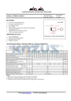 ESM1D datasheet - SURFACE MOUNT SUPER FAST RECTIFIER