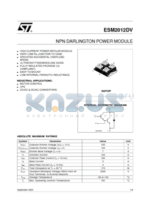 ESM2012DV_03 datasheet - NPN DARLINGTON POWER MODULE