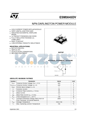 ESM3045DV datasheet - NPN DARLINGTON POWER MODULE