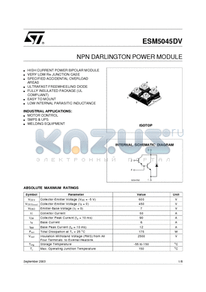 ESM5045DV datasheet - NPN DARLINGTON POWER MODULE