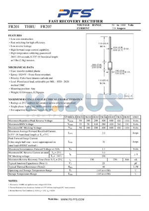 FR205 datasheet - FAST RECOVERY RECTIFIER