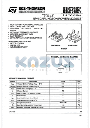 ESM7545DF datasheet - NPN DARLINGTON POWER MODULE