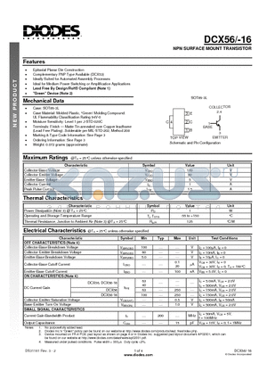 DCX56 datasheet - NPN SURFACE MOUNT TRANSISTOR