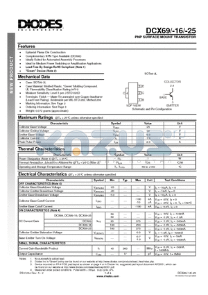 DCX69-16-13 datasheet - PNP SURFACE MOUNT TRANSISTOR