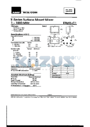 ESMD-C1 datasheet - E-Series Surface Mount Mixer 1-1000MHz