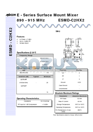 ESMD-C2HX2 datasheet - E - Series Surface Mount Mixer 890 - 915 MHz