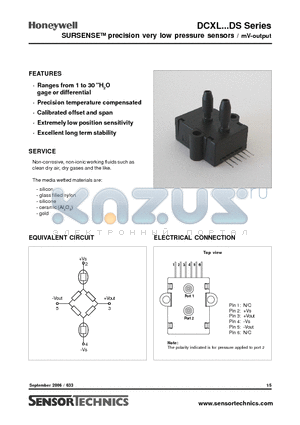 DCXL05DS datasheet - SURSENSETM precision very low pressure sensors / mV-output