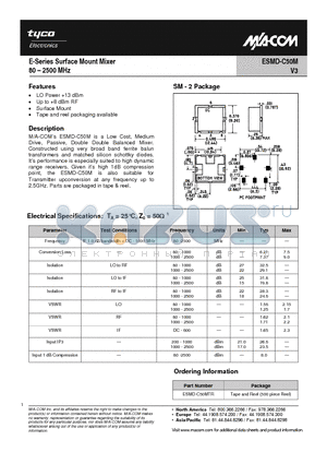 ESMD-C50M_1 datasheet - E-Series Surface Mount Mixer 80 - 2500 MHz