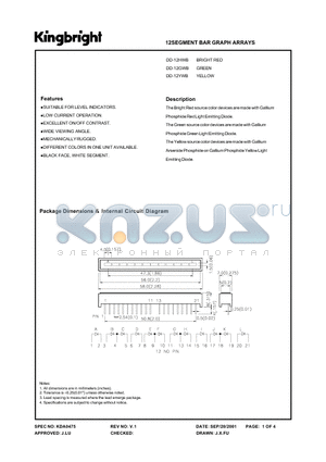 DD-12YWB datasheet - 12SEGMENT BAR GRAPH ARRAYS