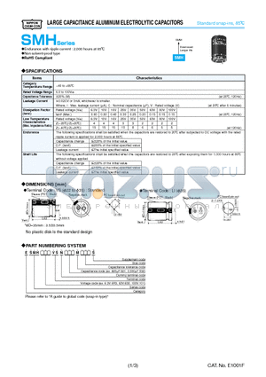 ESMH100VSN153MQ25S datasheet - LARGE CAPACITANCE ALUMINUM ELECTROLYTIC CAPACITORS