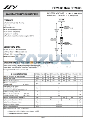 FR206G datasheet - GLASS FAST RECOVERY RECTIFIERS