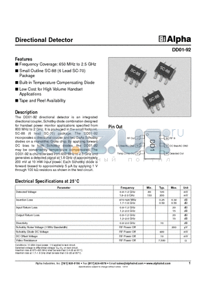 DD01-92 datasheet - Directional Detector