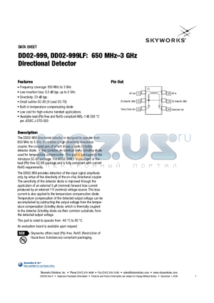 DD02-999_06 datasheet - 650 MHz-3 GHz Directional Detector