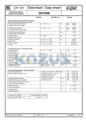 DD104N datasheet - Rectifier Diode Module