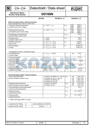 DD106N datasheet - Rectifier Diode Module