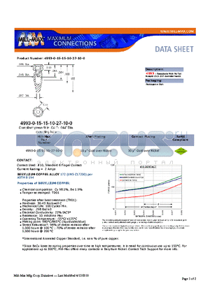 4993-0-15-15-10-27-10-0 datasheet - Receptacle With No Tail Accepts .012-.017 diameter leads.