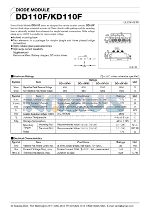 DD110F160 datasheet - DIODE MODULE