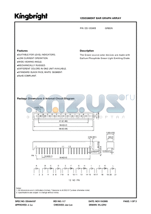 DD12-12GWB datasheet - 12SEGMENT BAR GRAPH ARRAY