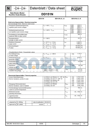 DD151N datasheet - Rectifier Diode Module