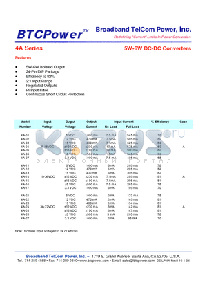 4A-04 datasheet - 5W-6W DC-DC Converters