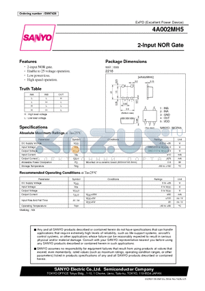 4A002MH5 datasheet - 2-Input NOR Gate