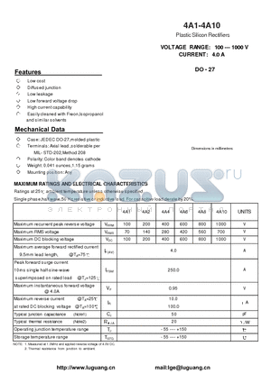 4A1 datasheet - Plastic Silicon Rectifiers