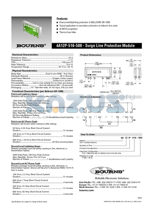 4A12P-516-500 datasheet - Surge Line Protection Module