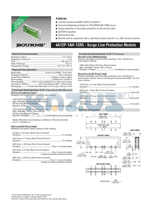 4A12P-1AH-12R5LF datasheet - Surge Line Protection Module