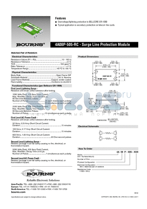 4A08P-505-RC datasheet - Surge Line Protection Module