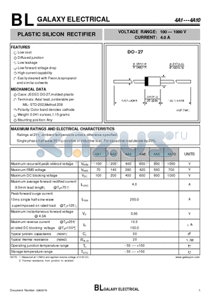 4A1 datasheet - PLASTIC SILICON RECTIFIER